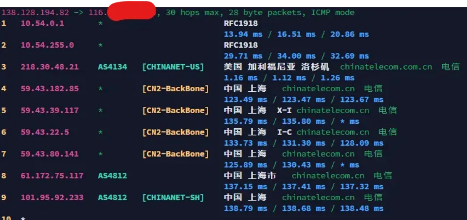 搬瓦工 SJC5 三网回程路由明细