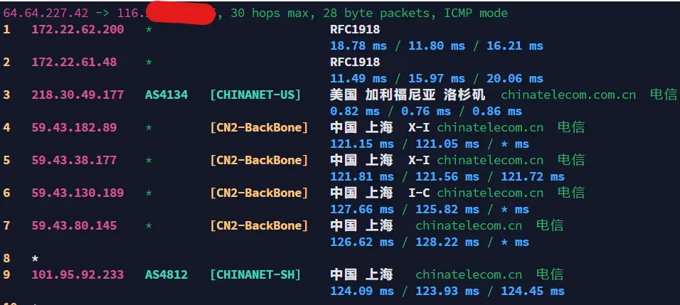 搬瓦工 DC6 NextTrace 三网回程路由追踪