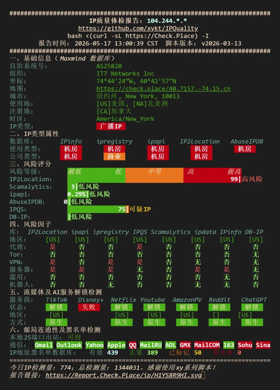 搬瓦工 NY6 IP 质量与解锁